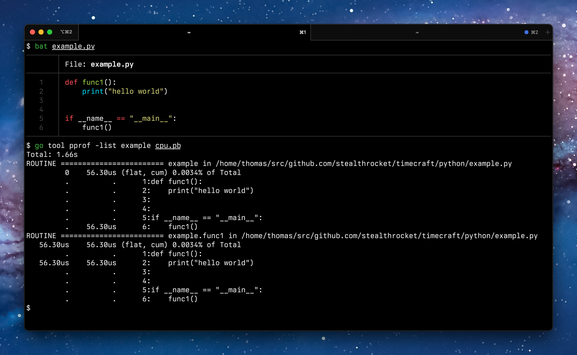Screenshot of terminal